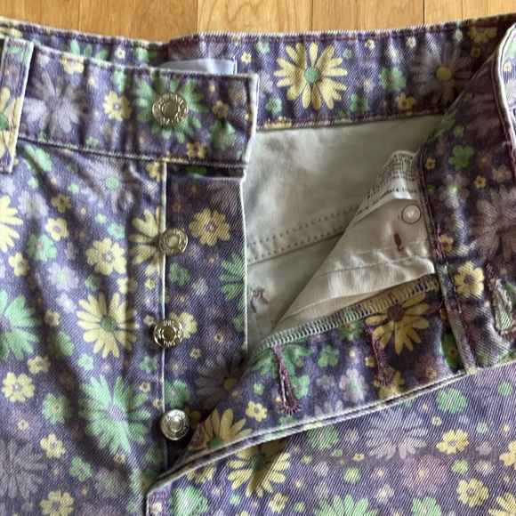 NEW Zara floral purple non-stretch denim shorts size 4 - Picture 11 of 14